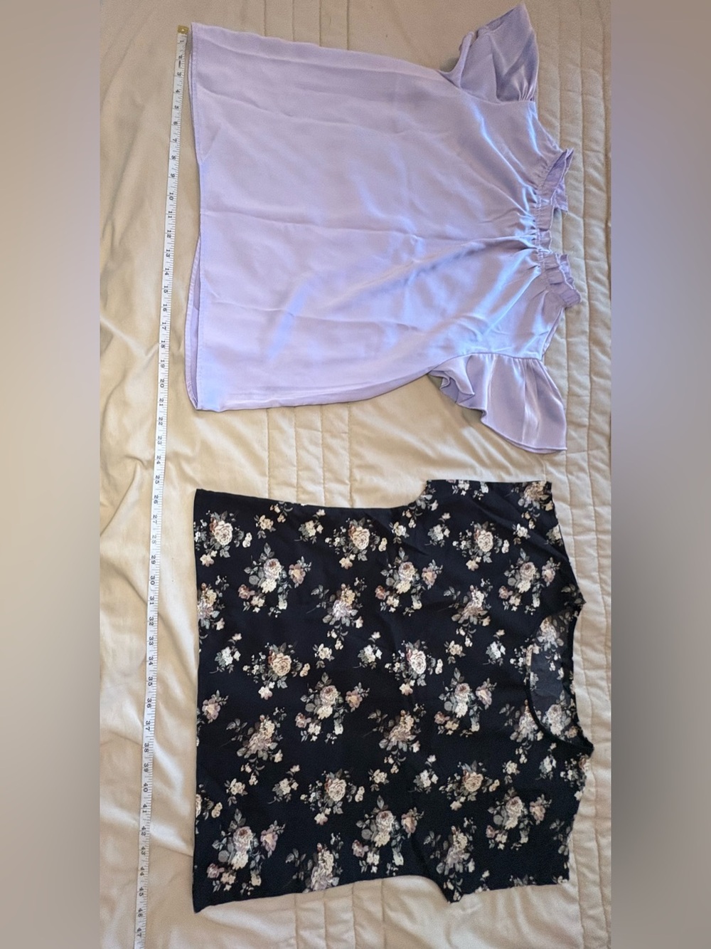 Lavender Short Sleeve Blouse & Black Floral Top Set - Picture 5 of 7